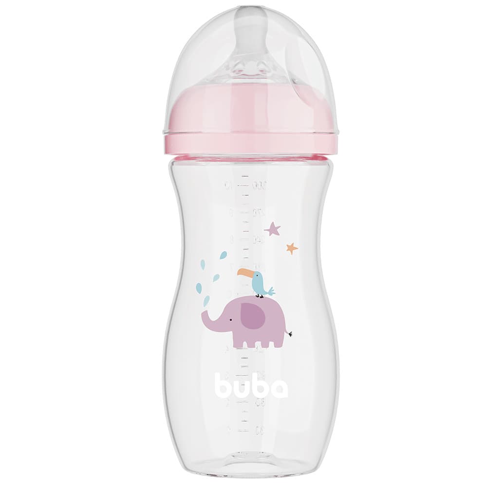 Mamadeira Easy Flow Elefante - Rosa - 330ml - Buba