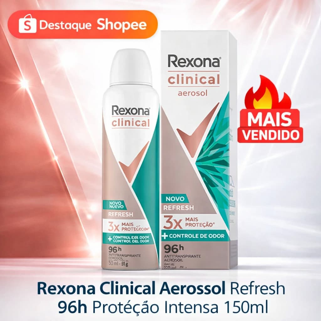 Desodorante Rexona Clinical Aerossol Refresh 96h Proteção Intensa 150ml