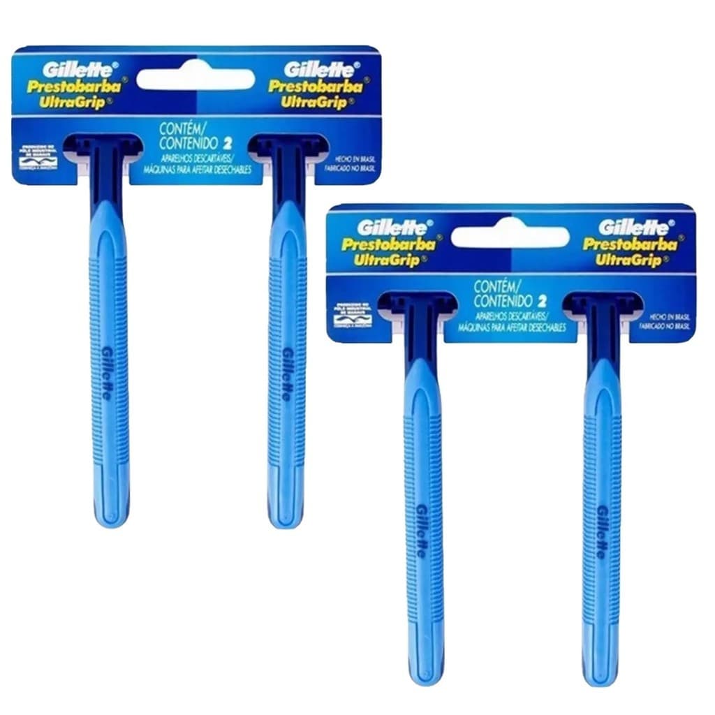 Kit 2 Cartelas x 2 Aparelho de Barbear Prestobarba UltraGrip 2 Gillette