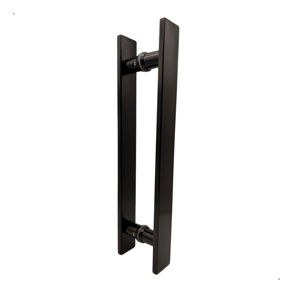Puxador Inox Para Porta Pivotante Preto Madeira 60cm Duplo
