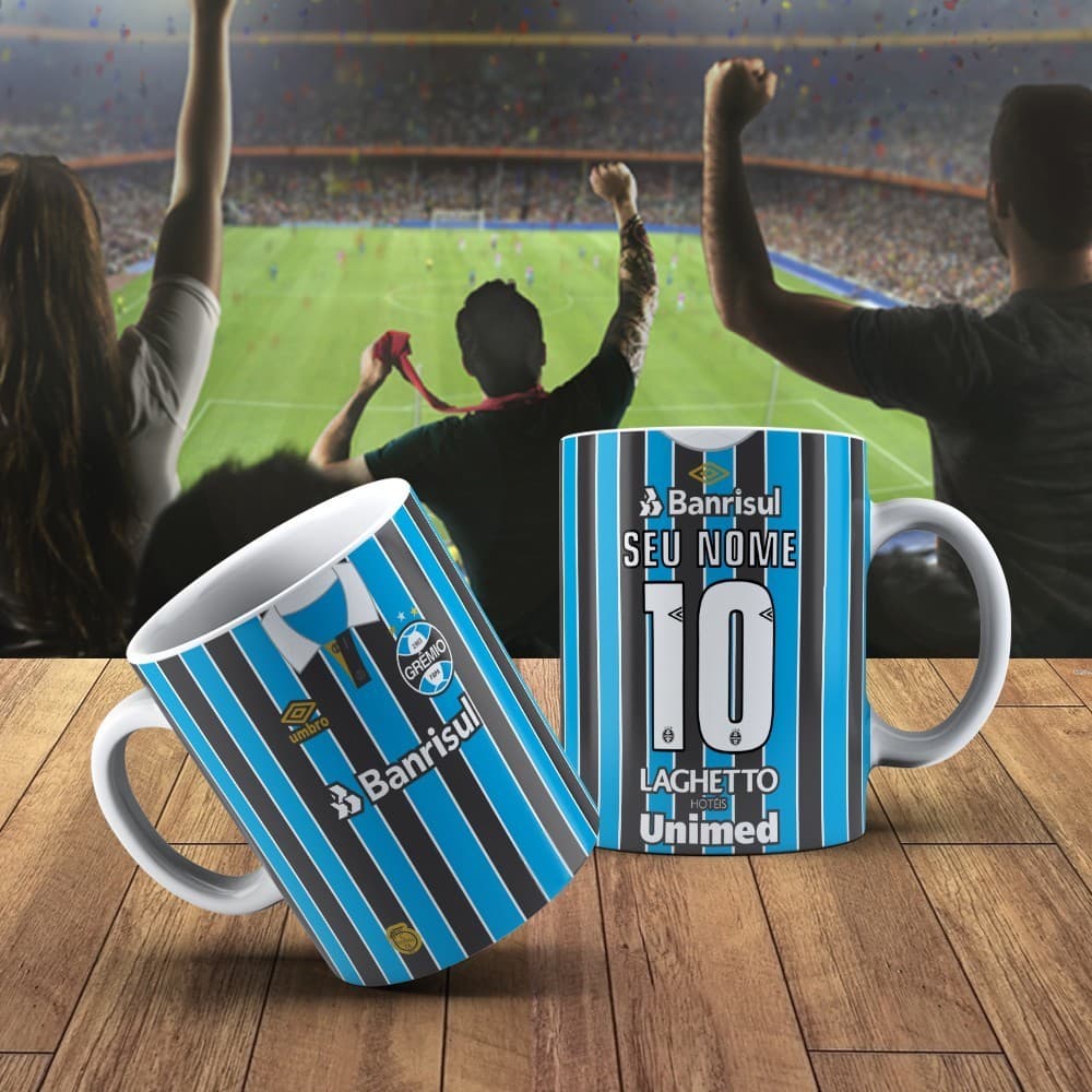 Caneca Grêmio Personalizada com Nome Porcelana 325ml Presente Futebol