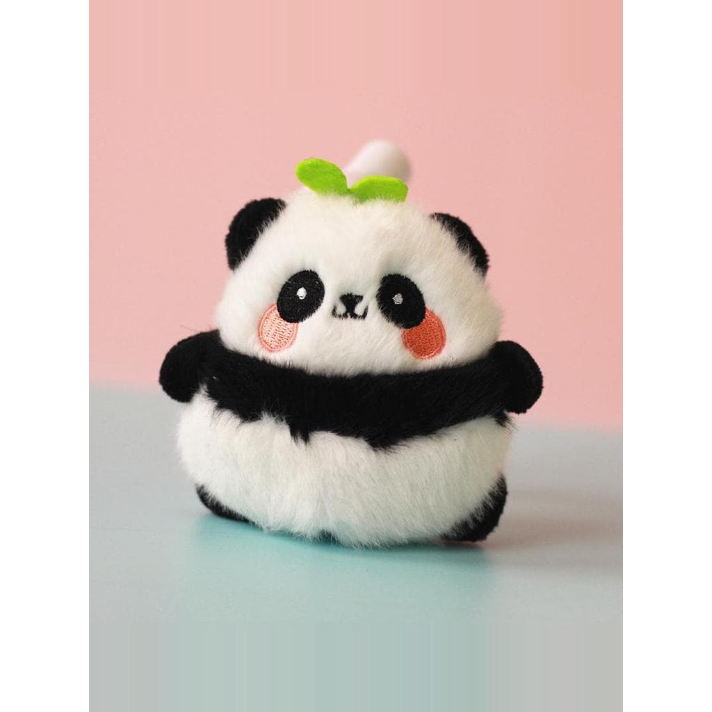 Bonito longo grama panda brinquedo de pelúcia boneca pequeno panda boneca chaveiro pingente menina mochila pingente pres