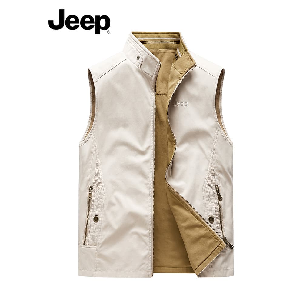 JEEP JEEP Estilo Americano Dupla Face Desgaste Colete Masculino Outono Multi-Bolso Ferramentas Colete Masculino Jaqueta