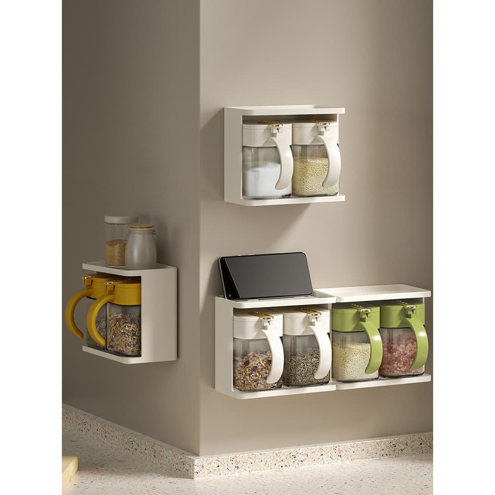 Cozinha artesão tempero Jar cozinha conjunto doméstico combinação de armazenamento montado na parede MSG saleiro influen