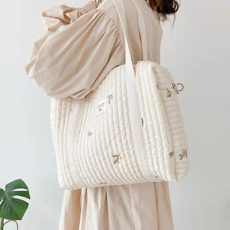 Estilo coreano mamãe saco portátil de grande capacidade mãe bebê saco de ombro moda bordado saco de fraldas carrinho de