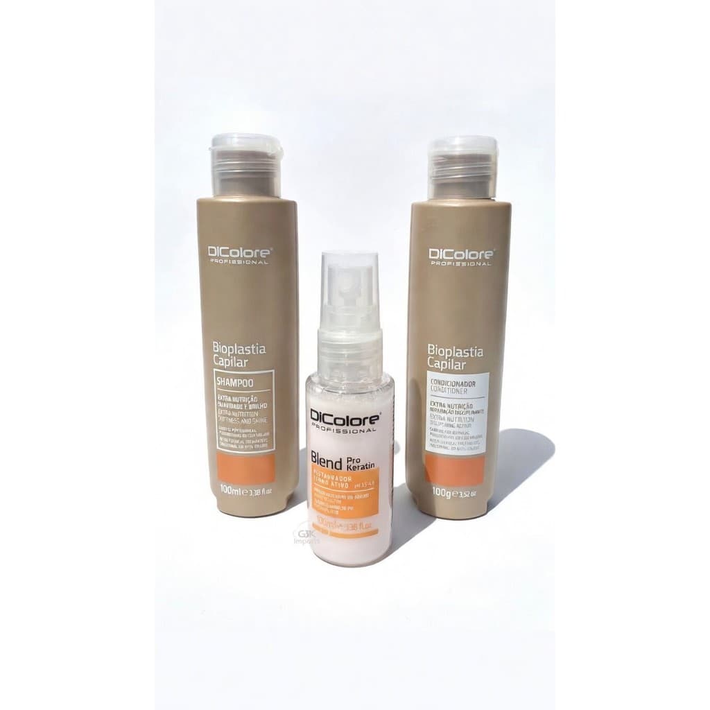 Dicolore Kit Bioplastia Capilar – Shampoo 100ml + Condicionador 100ml + Blend Pró Keratin 60ml
