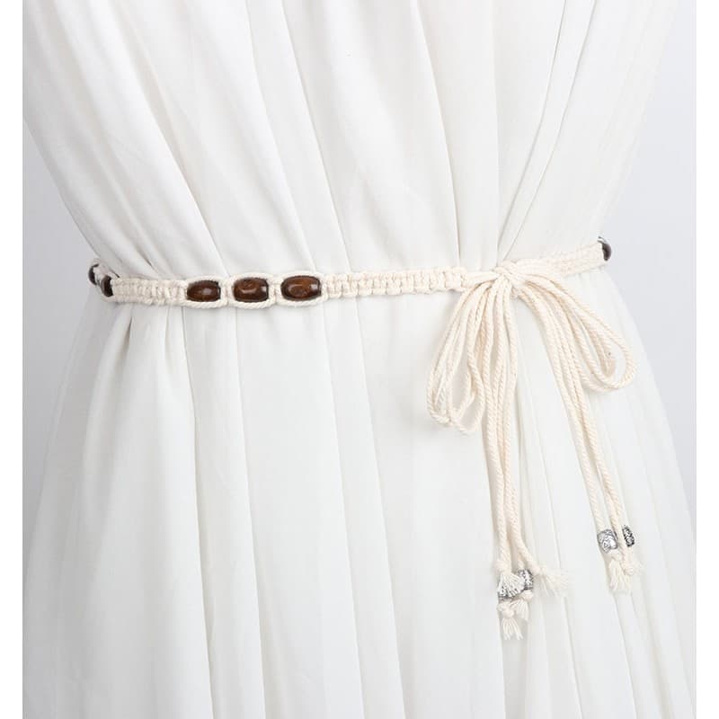 Retro trançado famoso estilo étnico All-Match corda de cintura feminino concha corda de cânhamo cinto frisado borla deco