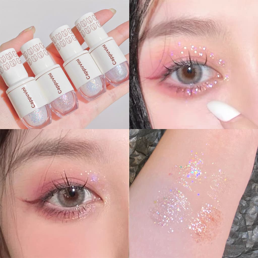Lindas lágrimas de uma gota ~ sombra líquida perolada destaque lantejoulas Glitter sereia pérola lágrimas pêssego urso b