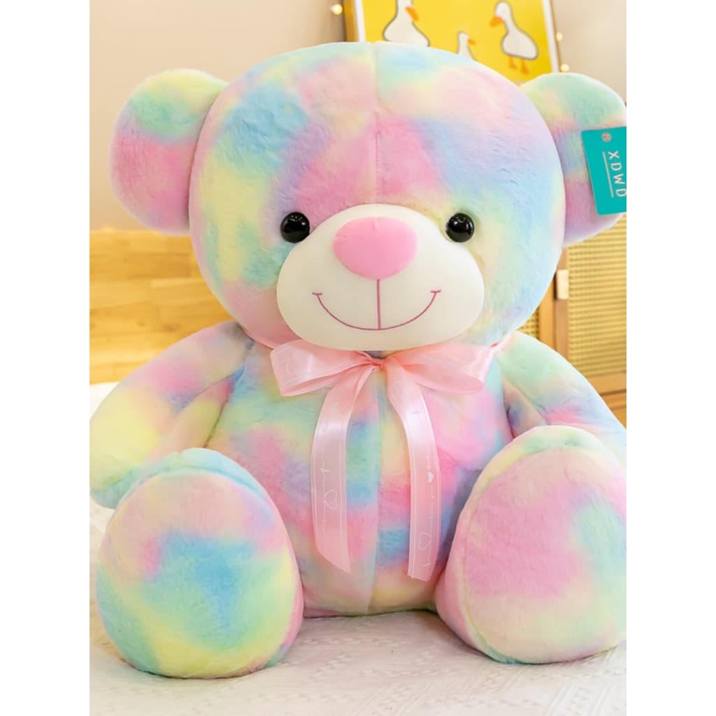 Grande urso colorido urso de pelúcia arco-íris urso pequeno urso boneca travesseiro princesa brinquedo de pelúcia casal
