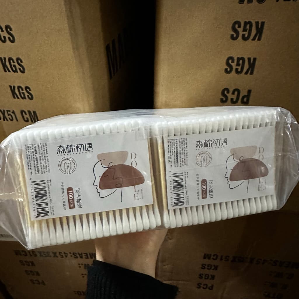 2.000 peças 20 sachês Kapok cotonetes de algodão absorvente de ponta dupla maquiagem colheita de orelha uso diário coton