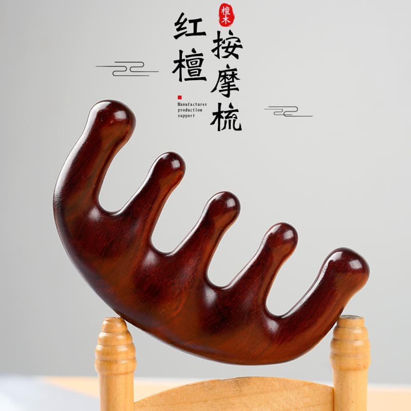 Pente de massagem para couro cabeludo de sândalo, cabeça de cinco garras, pente meridiano, seda dourada, verde, sândalo,