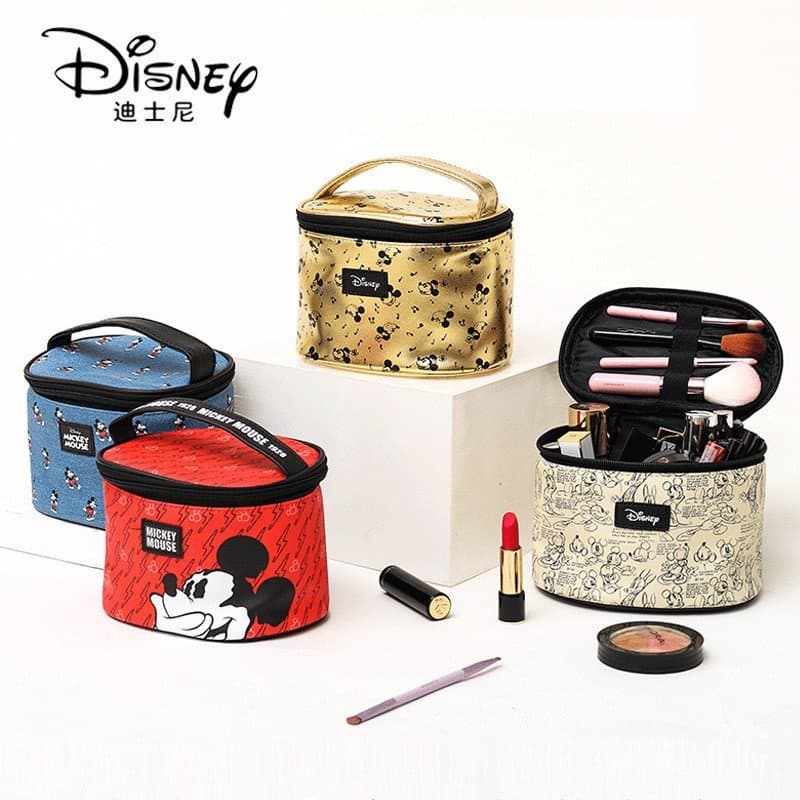 Bolsa de Maquiagem Redonda Portátil à Prova d'Água da Disney, Grande Capacidade, Alto Valor Estético, Bolsa de Armazenam