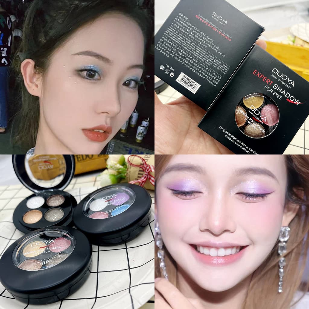 Paleta de sombras coreanas de quatro cores ins Girl Series Sombra perolada Maquiagem Nude Dourado Marrom Azul Roxo Rosa