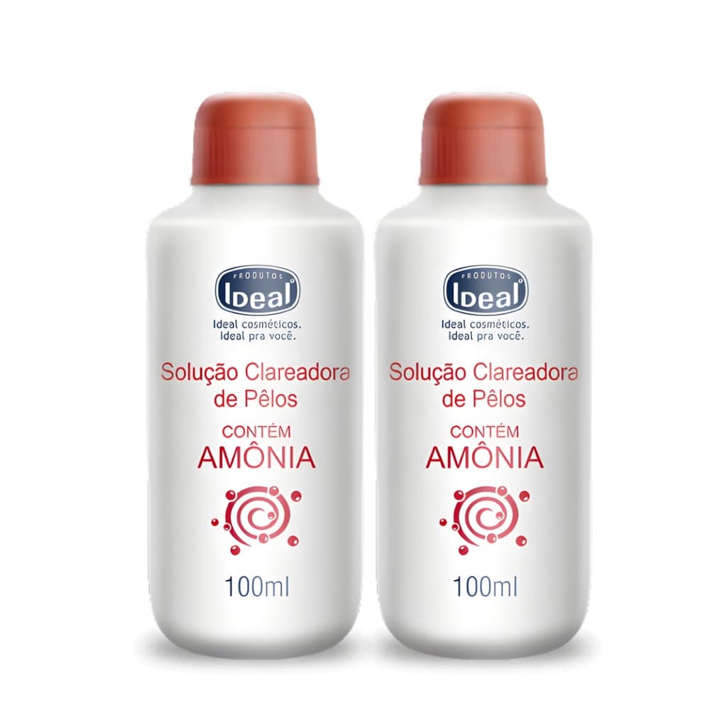 Kit 2 Amônia Ideal 100ml Clareamento de Pelos Uso Profissional Salão Beleza Multiuso
