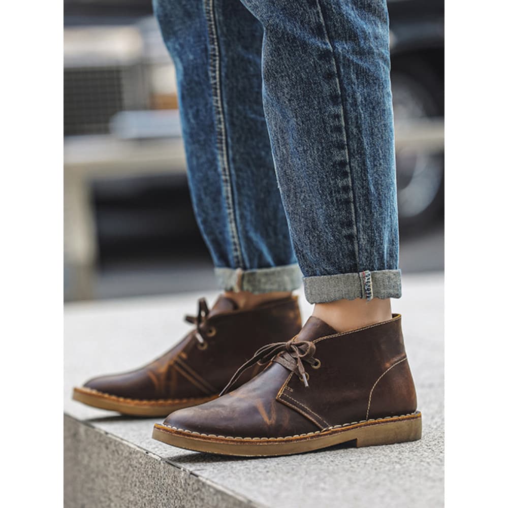 Coruja cidade deserto botas masculinas Martin botas estilo britânico botas gerais Mid-top Retro botas curtas de alta qua