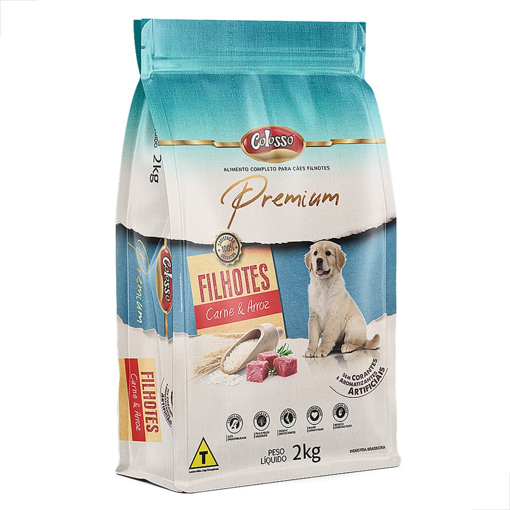 Ração Cachorro Filhote Racao Premium Carne Arroz 2kg