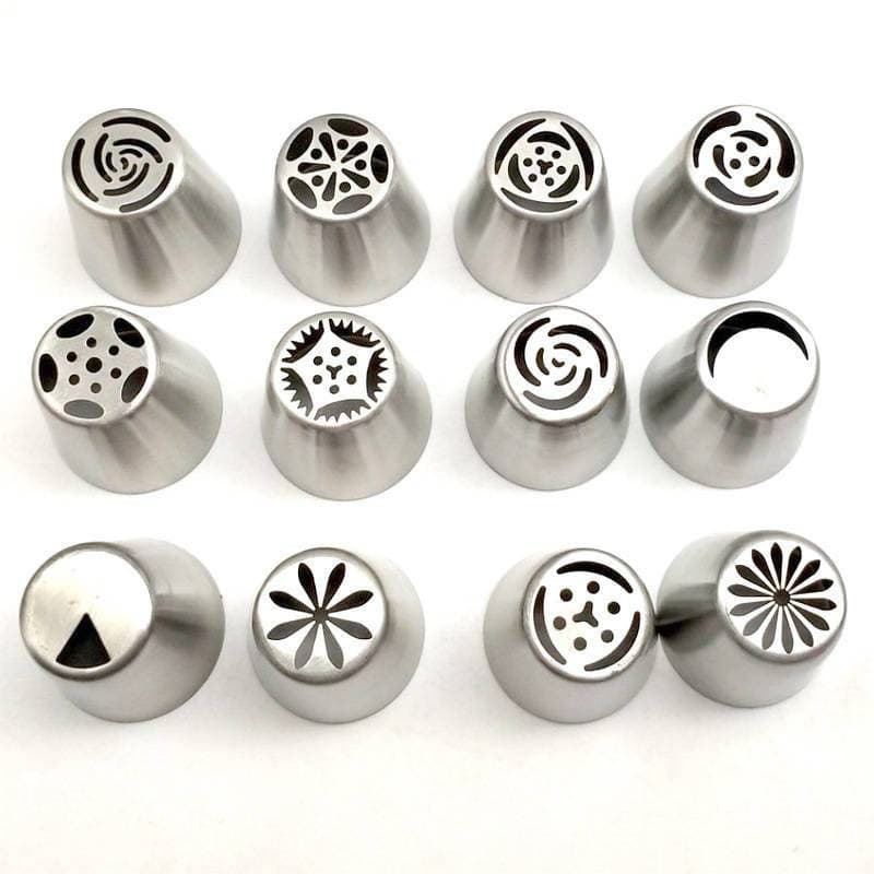 Kit Confeiteiro kit8 ou 12 Bicos Russos em Inox Jogo De Bicos Confeitaria Decoracao Bolos Doces Cupcakes