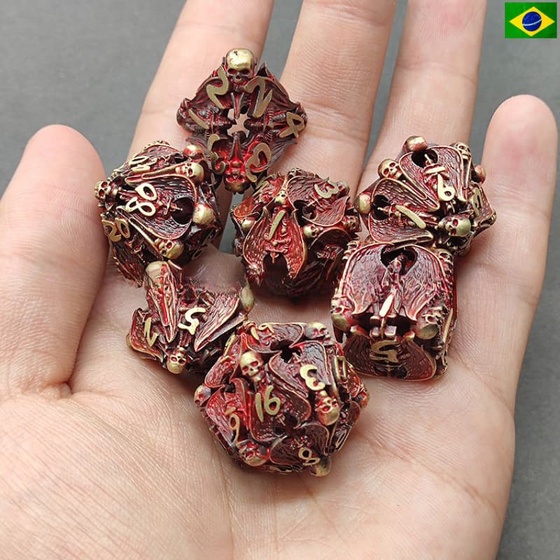 Dados de Metal Guerreiro Anjo Vazio |     7 RPG DND Cthulhu - Acessórios de Mesa