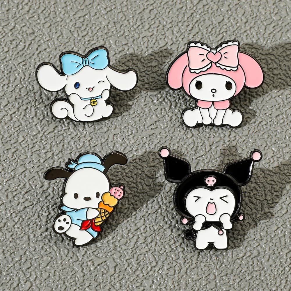 Broche de Metal de Personalidade de Anime Japonês Sanrio, Pochacco Fofo, My Melody, Kuromi, Cinnamoroll