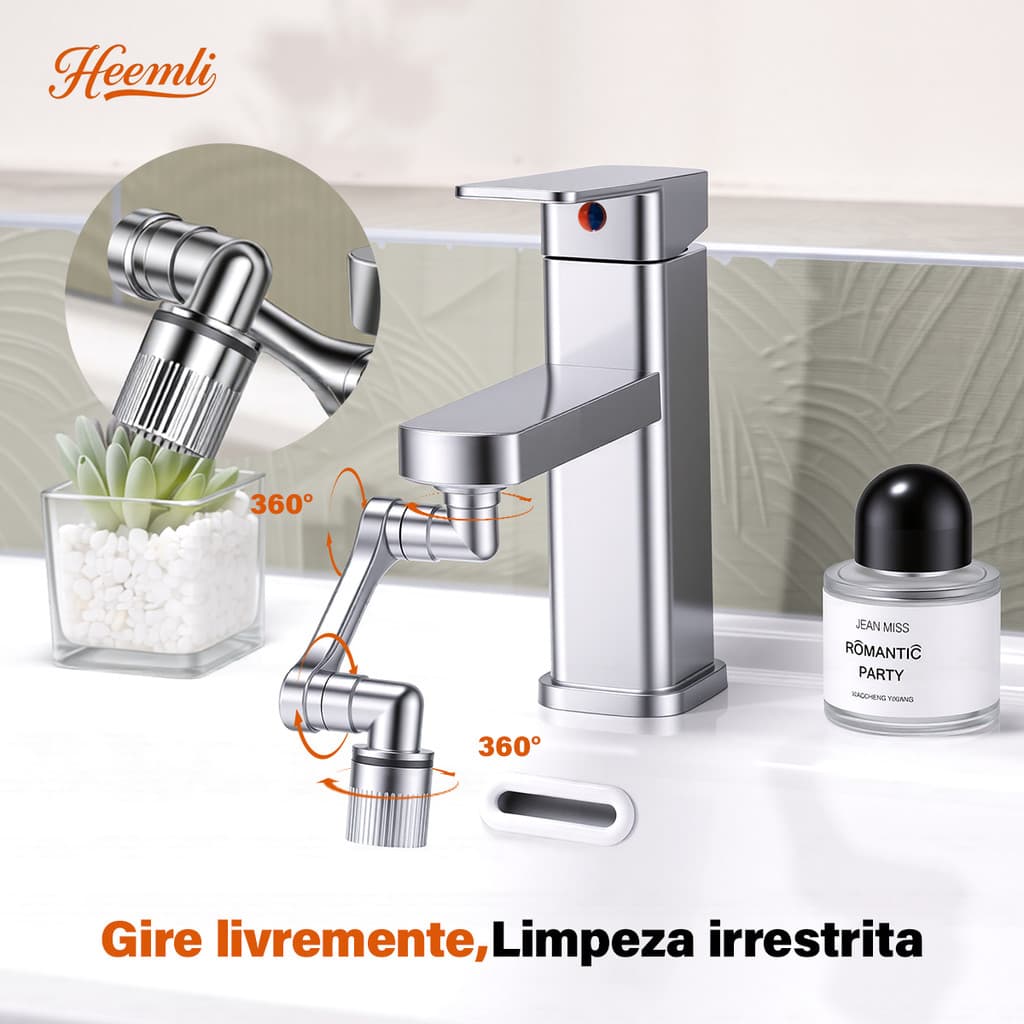Extensor de Torneira com Arejador 1440° Rotativo  2 Modos de Água  Universal  Anti-Respingos e Econômico