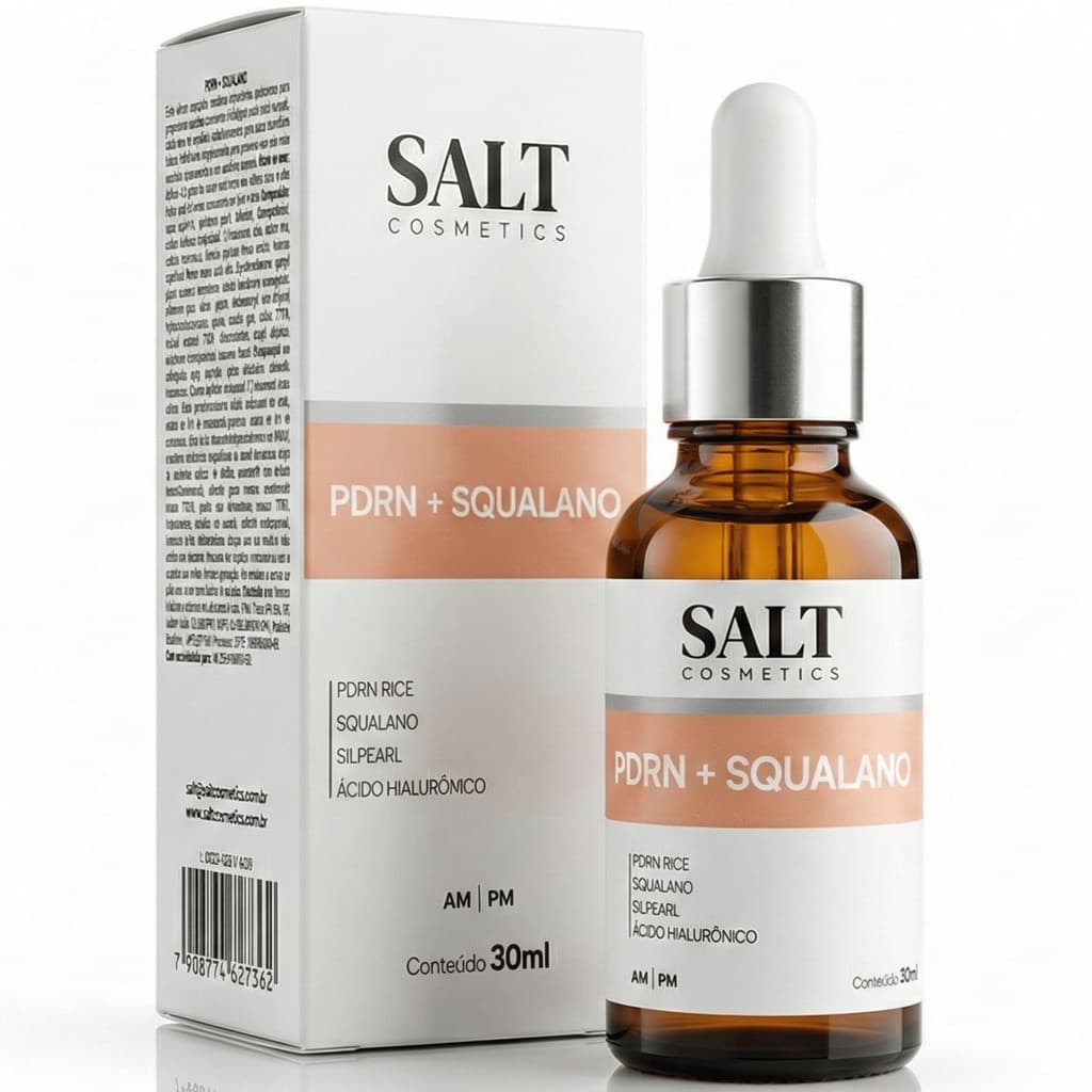 Sérum Facial PDRN + Squalano com Ácido Hialurônico 30ml – Hidratante e Reparador da Pele – Salt