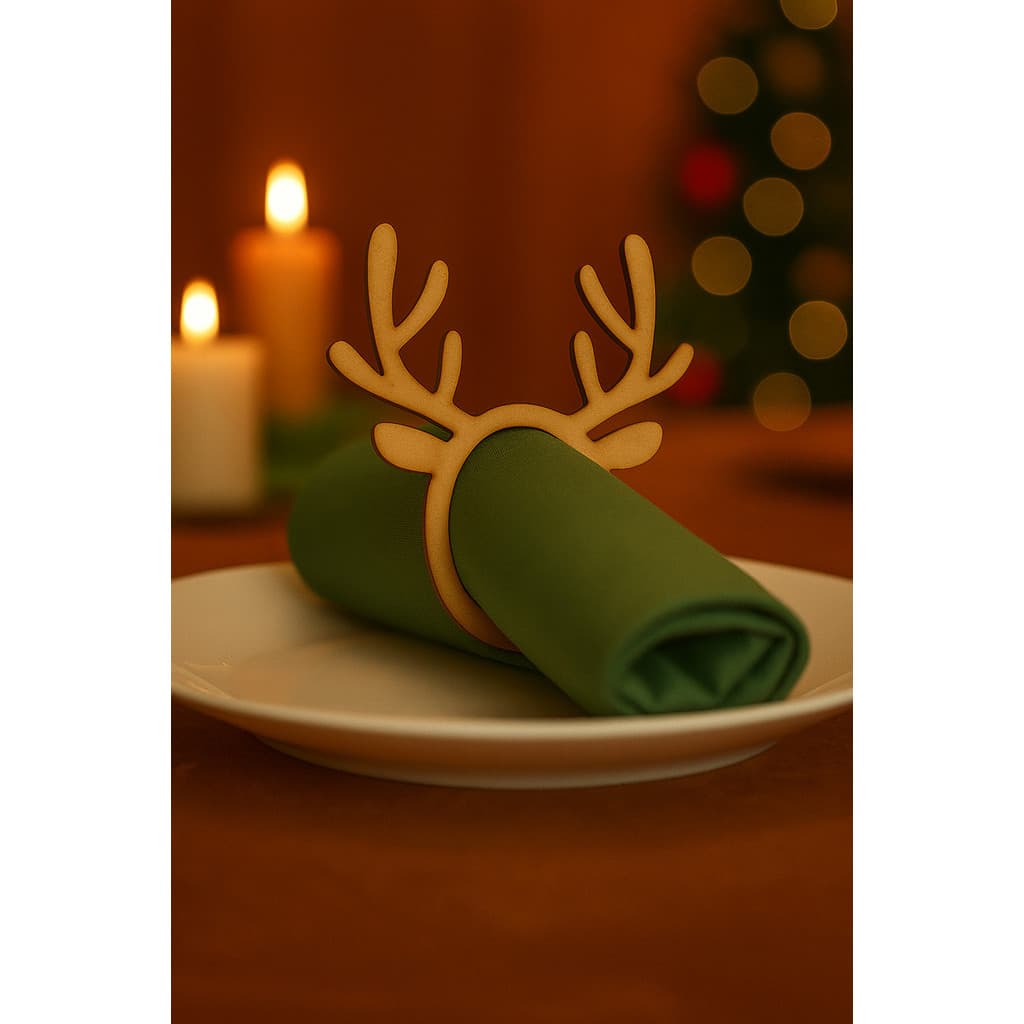 Porta Guardanapo Individual Anelado Galhada Rena Natal - Kit Com 10 Unid. - Mesa Posta