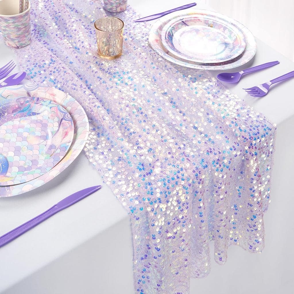 Corredor De Mesa Iridescente De Lantejoulas Boho Corredores Glitter Toalha Para Festa De Casamento Verão Sereia Decoraçã