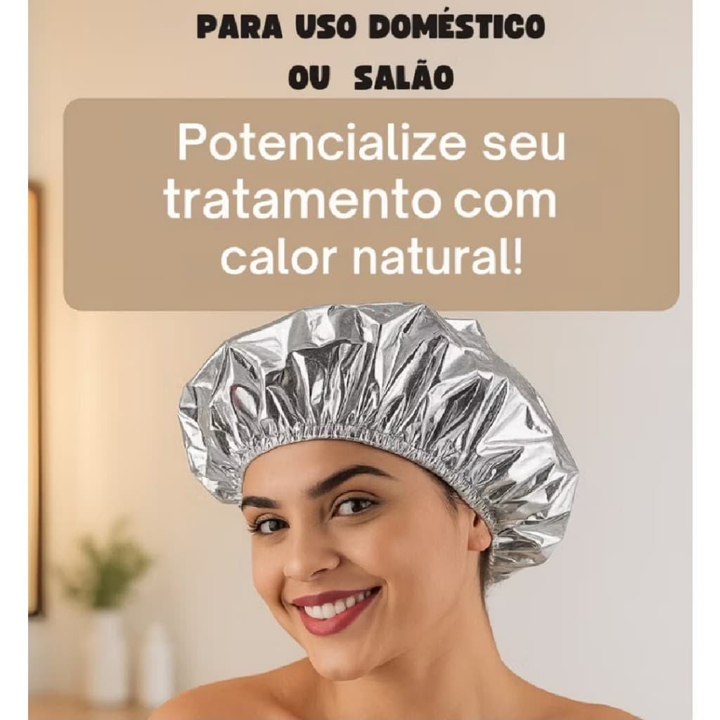 Touca Metalizada com Isolmanta Prata para hidratação - Santa Clara  Envio Imediato