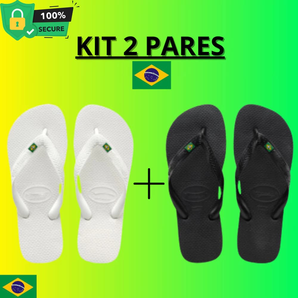 Kit Dois Pares De Chinelo Masculino Feminino Da Bandeirinha Hava