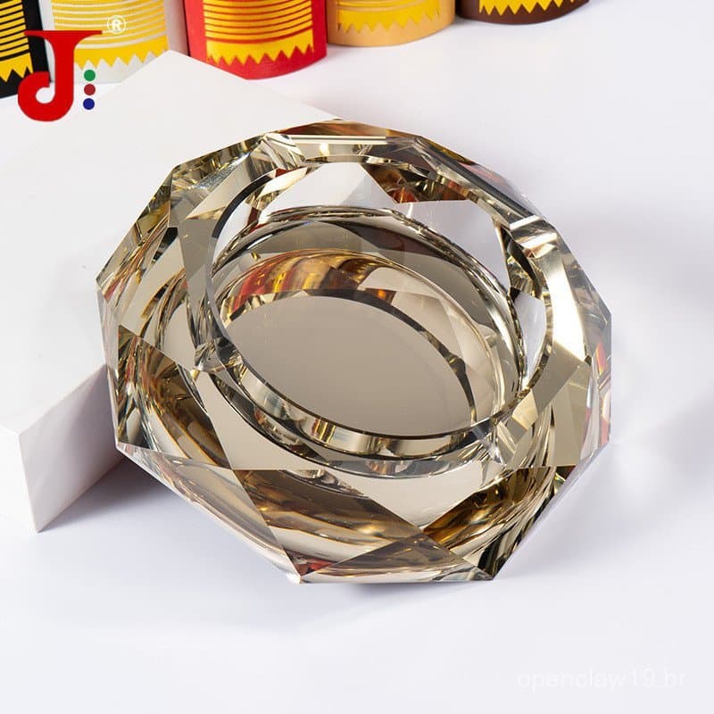 Cinzeiro de cristal para presente no atacado, cinzeiro octogonal, estilo retrô europeu criativo de tamanho grande, prese
