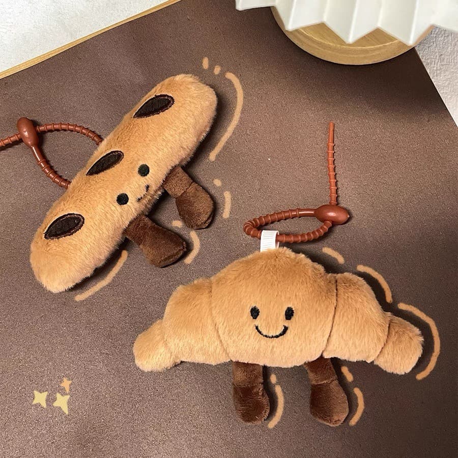 Bonito Pizza pimenta sal rolo Croissant chaveiro mochila pingente criativo Baguette série de alimentos boneca pingente