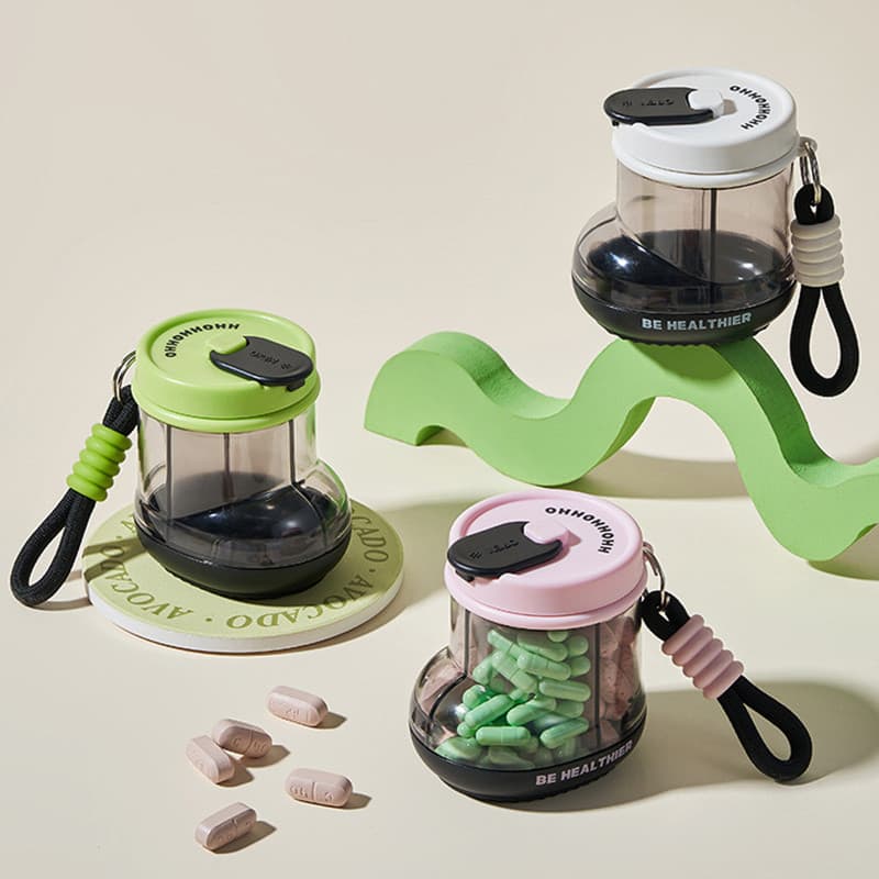 1pc Mini portátil Pílulas, Estojo organizador de comprimidos com 4 compartimentos De Saúde Cuidados A Viagem