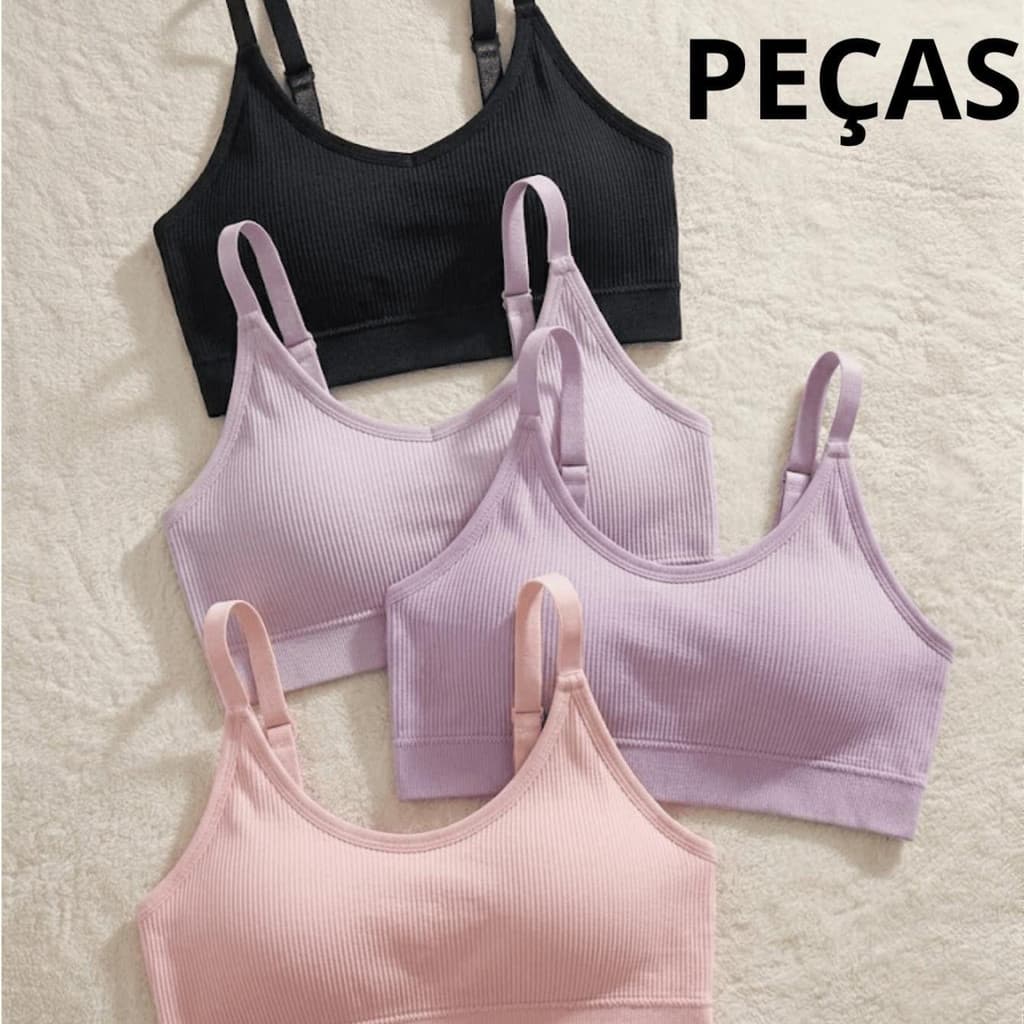 Conjunto de 4 Top/Soutiens Desportivos Femininos com Decote Magnífico, Fitness  Com Alças Ajustáveis