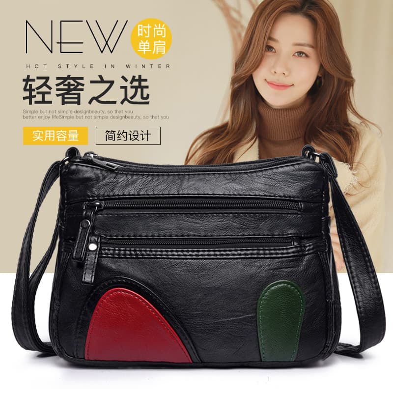 Bolsa feminina de meia-idade 2024 novo estilo idosos bolsa mensageiro de um ombro mochila feminina bolsa de couro de sog