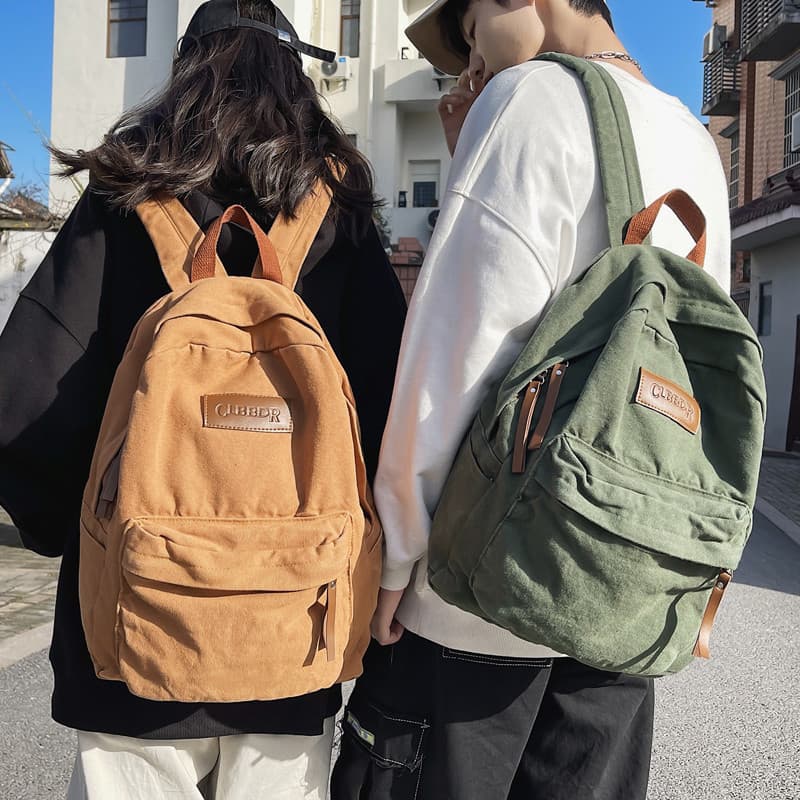 Mochila escolar de lona lavada estilo Hong Kong, masculina, estudante universitário, versão coreana, estudante do ensino