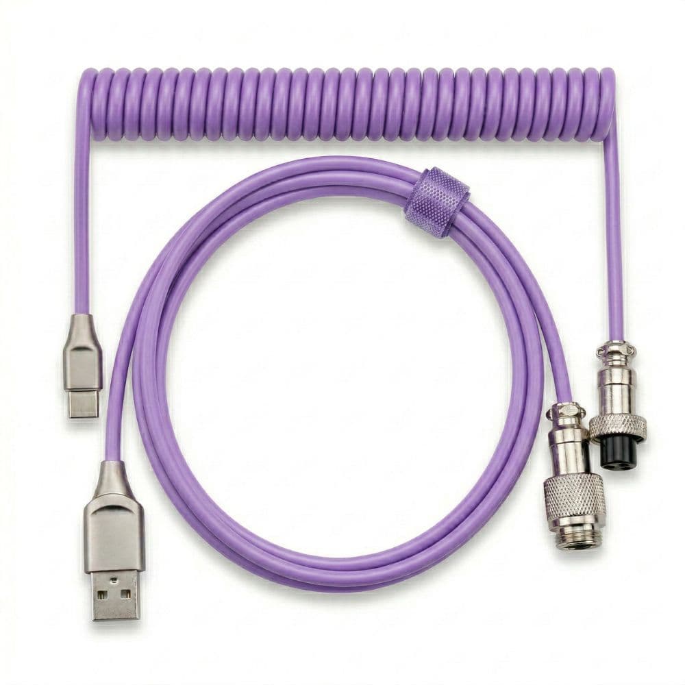 Cabo Aviador USB-C Enrolado 3M P/ Teclado Mecânico Roxo - ATWE Eletrônicos