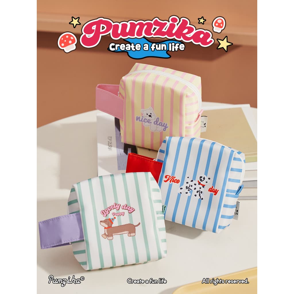 Pumzika Bolsa cosmética Original para cachorro encaracolado, bolsa de armazenamento portátil fofa de grande capacidade,