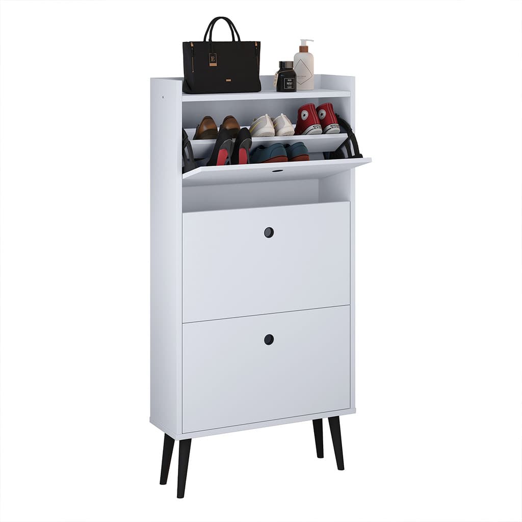 Sapateira Vertical Estreita Dark 3 Portas Organizadoras 18 Pares Calçados Hall Entrada Quarto Retrô