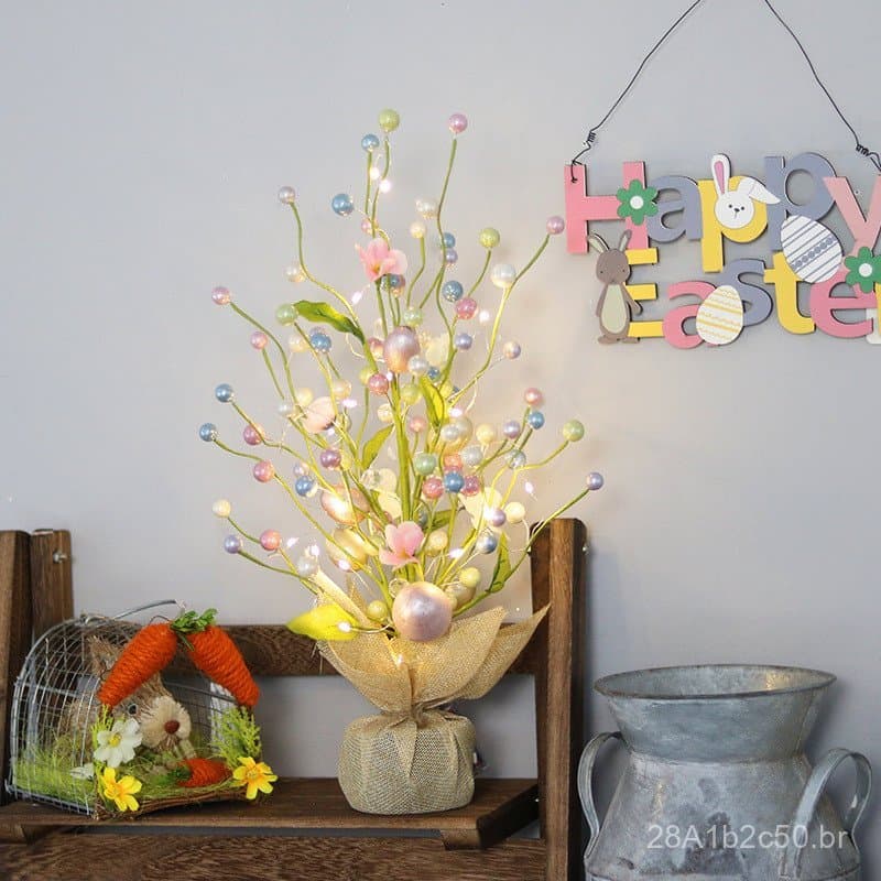 Novos produtos para casa: Decorações de Páscoa, ovo de Páscoa iluminado por LED, decoração de árvore, ornamento de mesa.