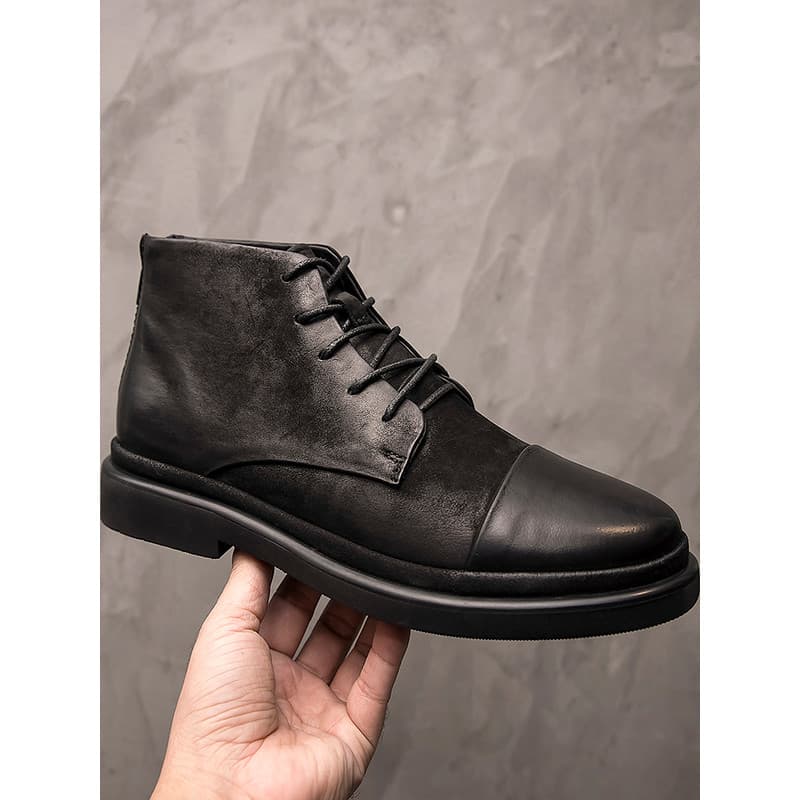 Polido angustiado Martin botas curtas outono inverno novo estilo botas masculinas estilo britânico botas gerais de couro