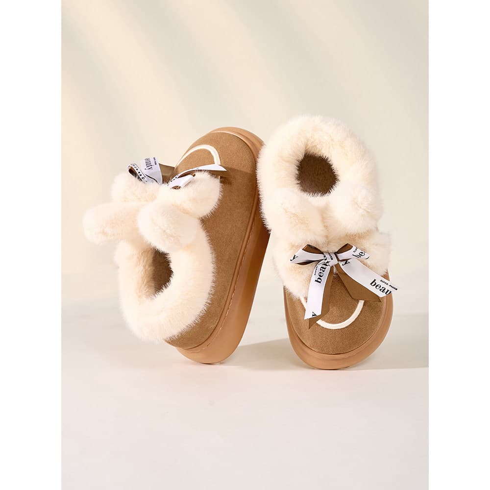 Botas de neve 2025 inverno novo estilo senhoras forro de lã salto engrossado chinelos de algodão sapatos de confinamento