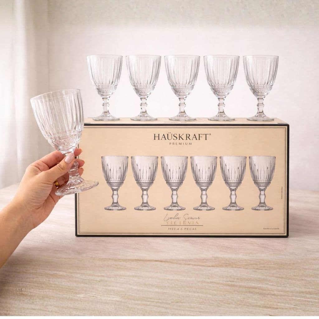 Jogo 6 Taças 350ml Victoria Hauskraft Vidro Premium