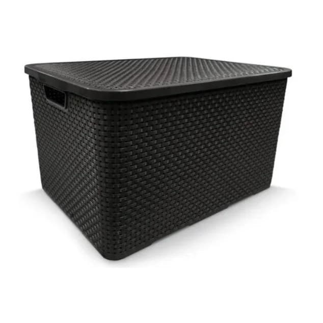 Kit 2 Caixas Organizadora Rattan Preta 17 Litros