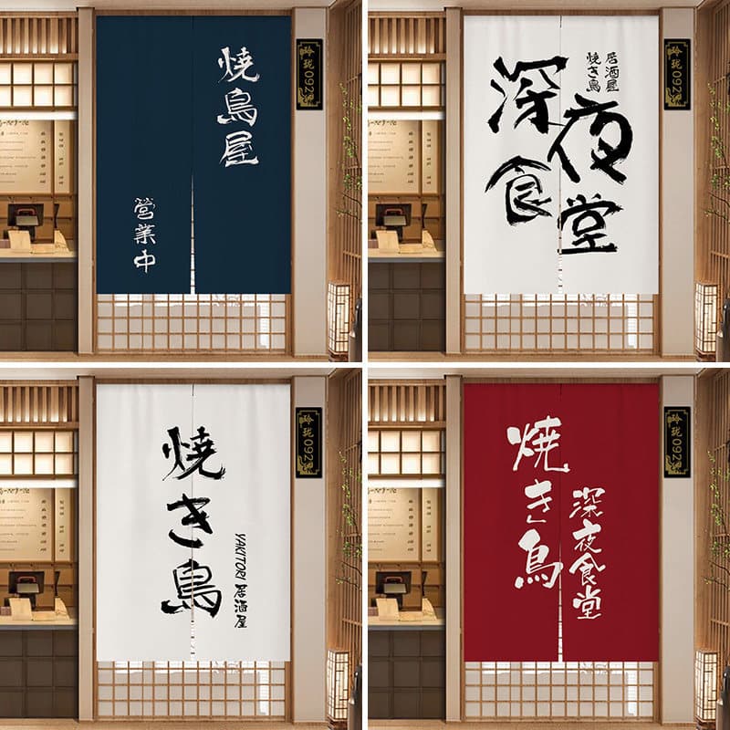 Cozinha japonesa torrada torizakaya tecido porta cortina japonês churrasco espeto cortina cabeça partição bloco cortina