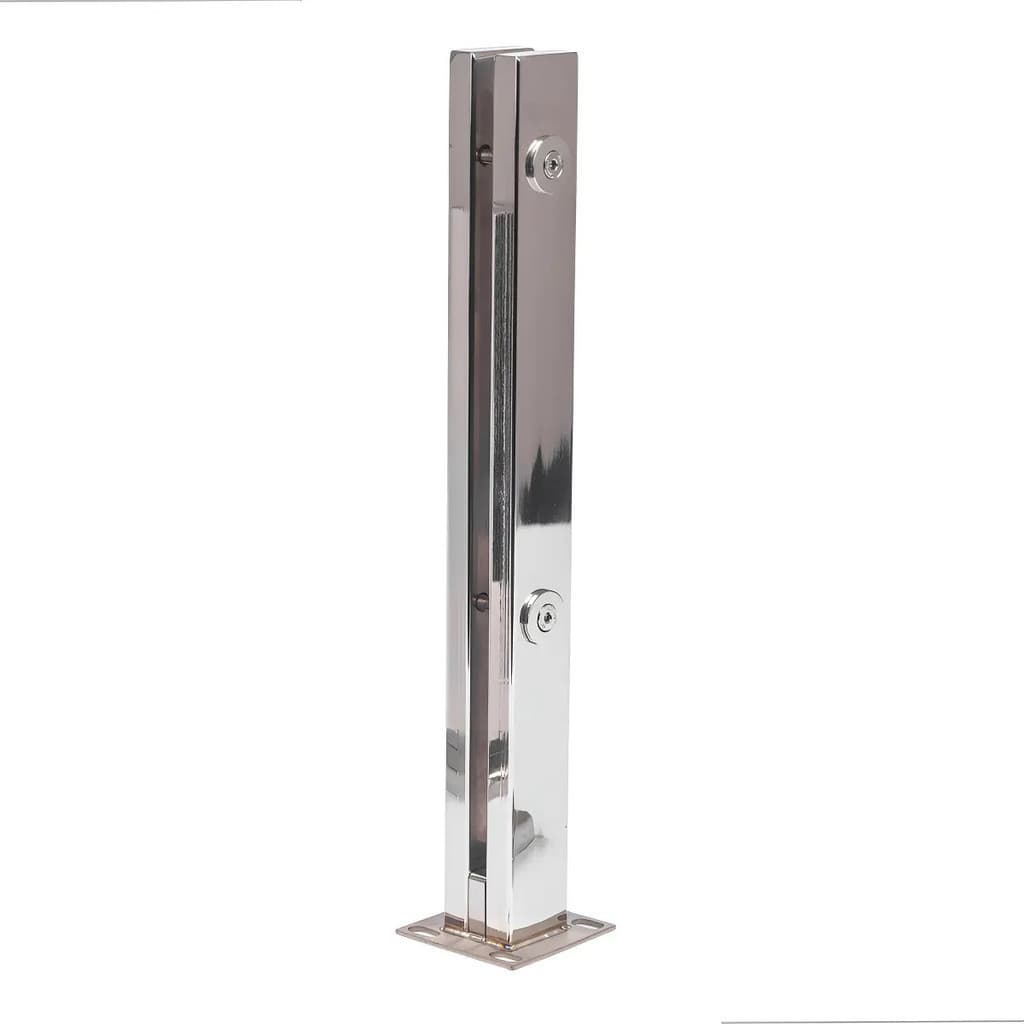 Torre Coluna Inox 304 Polido 40cm 2 Furos Para Guarda-corpo Vidro 8-10mm