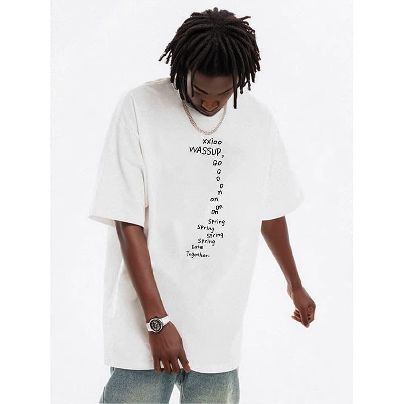 WASSUP Street Wear Heavy 2026 Novo produto Carta de verão impressa camiseta de manga curta masculina verão casal japonês