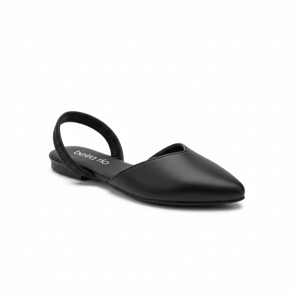 Sapatilha Feminina Beira Rio Slingbak Elástico Preta
