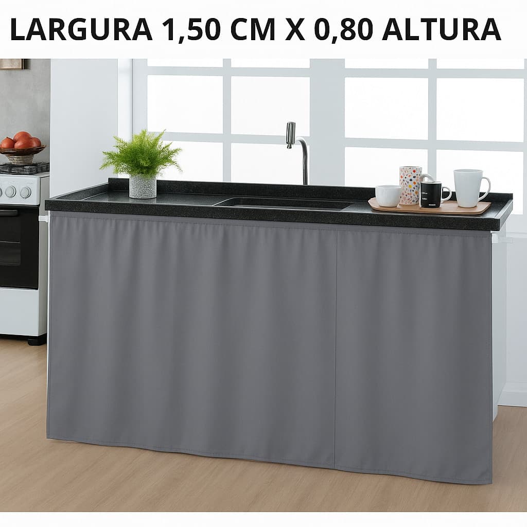 Cortina De Pia e Balcao Cozinha –1,50 x 0,80CM - Tecido Oxford
