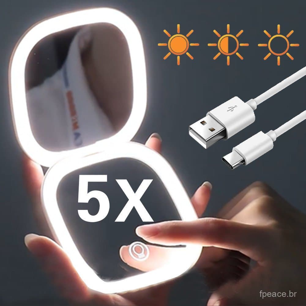 Mini 3 Led Espelho De Maquiagem Com Luz 5X Ampliação Pequeno Bolso Portátil Viagem Rosa Preto Dobrável Espelhos Cosmétic