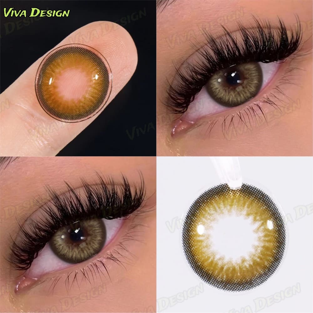 Lentes De Contato Coloridas 2pcs Contatos Coloridos Para Maquiagem De Cosméticos Brown Eyes-VIVA